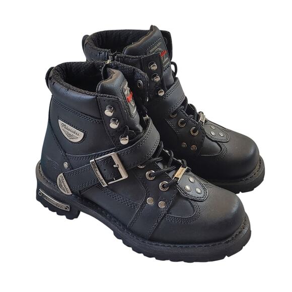 Milwaukee Motorcycle Men's Black Road Captain Boots SZ 7 - Picture 2 of 11